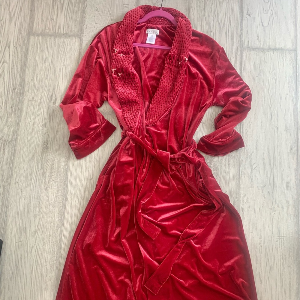 Magenta pink velvet bedroom house morning robe M